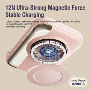 พาวเวอร์แบงค์แม่เหล็ก 10000mAh 22.5W ชาร์จเร็วไร้สาย พร้อมสายในตัวสำหรับโทรศัพท์ - Product Image 2