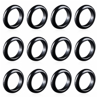 12Pcs Set Cincin Batu Alam Campuran Lebar 6mm Cincin Batu Permata Grosir Cincin Kristal Penyembuhan Perhiasan Unisex