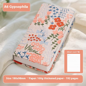Quaderno Giapponese Coreano Popolare in Lino e Cotone <span class=keywords><strong>con</strong></span> Ricamo Floreale Irregolare, Super Spesso, <span class=keywords><strong>con</strong></span> Rilegatura in <span class=keywords><strong>Filo</strong></span> di Tessuto - Product Image 4