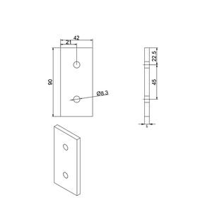 Производитель Китай 6042 45*45 2 отверстия Соединительная пластина для алюминиевого профиля металлическая пластина двери 20 30 40 45 45x45 мм - Product Image 2