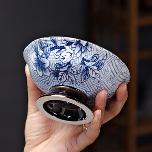 Plato de frutas de porcelana azul y blanca hecho a mano, estilo tradicional chino, tazón para aperitivos y té, para bodas y uso doméstico. - Product Image 2