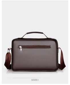 Sac à main pour homme MELI de style rétro en cuir PU imperméable, sac messager, sac de voyage d'affaires tendance, fermeture éclair, doublure en polyester - Product Image 5