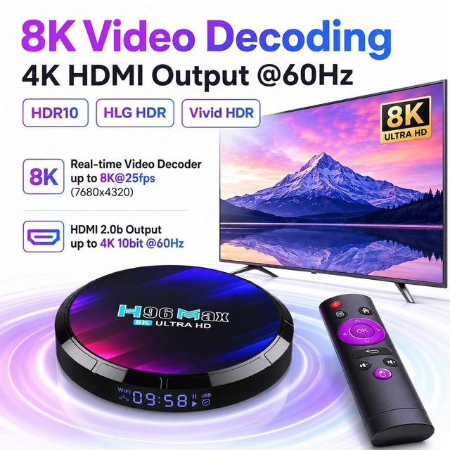 H96 Max RK3528 Android TV Box 8K Decoding 4K Output 2GB/4GB RAM 16GB/32GB/64GB ROM WiFi 6 BT5.0 Smart Media Player OEM Wholesale