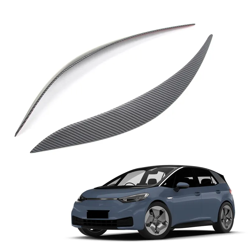 Accessoire pour feu avant de voiture en Fiber de carbone, 2 pièces, garniture supérieure/inférieure, pour Volkswagen ID.3 2021