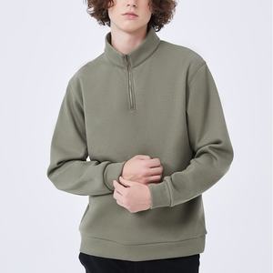 Custom Embroidery Men's Long Sleeve Half Quarter <b>Zip</b> Pullover Sweater 450g Heavyweight Poly/Cotton Loose Fit Letter Pattern - Product Image 5