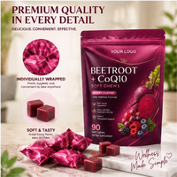 OEM ODM Beetroot Plus CoQ10 Soft Chews Marque Privée cGMP Végétalien Sans OGM Soutien Énergétique et Circulation Saine Gummies à Croquer