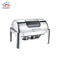 Équipement de buffet Xiangsheng Ensemble de chauffe-plats de luxe en acier inoxydable doré 9L à toit roulant