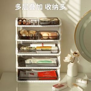 Boîte de rangement pour cosmétiques, organisateur de tiroirs en plastique multicouche pour le bureau, la salle de bain, le rangement du maquillage avec tiroirs - Product Image 4