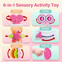 Cube musical d'éveil pour tout-petits de 1 à 3 ans, jouet robot sensoriel Montessori 6-en-1 avec lumières, sons et roues, ABS OEM ODM