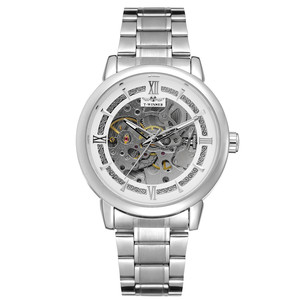 Montre mécanique automatique squelette classique pour homme, bracelet en acier inoxydable, chiffres romains, montre-bracelet de luxe pour affaires - Product Image 5
