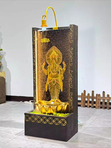 गैनेश ने एलईडी रोशनी के साथ पानी के फव्वारे को आशीर्वाद दिया-दक्षिण-पूर्व एशियाई हाथी देवता घर, कार्यालय के सजावट के लिए - Product Image 4
