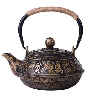 Чугунный чайник ручной работы с веревочной ручкой | Винтажный текстурированный в японском стиле для заваривания чая - Product Image 6