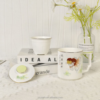 Poisson Koi de style ancien peint à la main avec couvercle Passoire à thé Tasse de conférence Cadeau d'affaires Tasse en céramique
