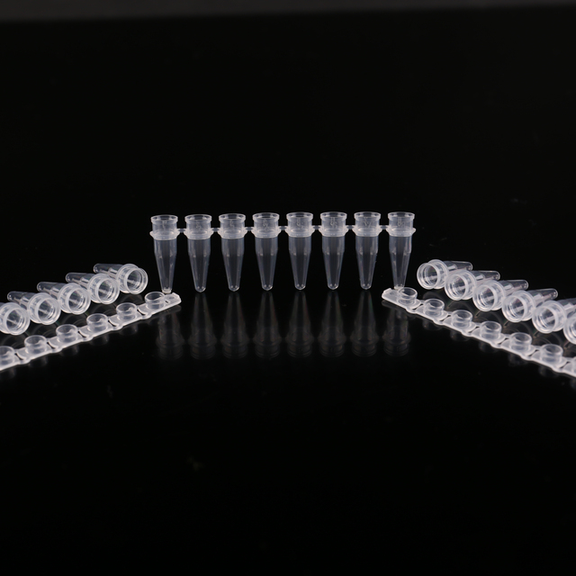 Lab Supplies Plastic Transparent Micro 0.2ml 8 Strips PCR Tubes With Flat Buckle