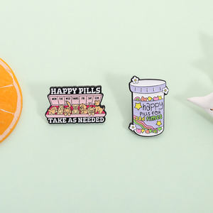 Broche en émail stimulant l'humeur, style émotionnel mignon, à prendre selon besoin, citation sur la joie, médicament, badge de revers, vente en gros - Product Image 2