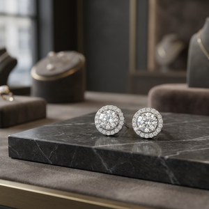 Boucles d'oreilles clous en or blanc 14 carats avec diamants naturels ronds de 0,60 carat, certifiés IGI, clarté VS SI, pour usage quotidien, pour femmes - Product Image 1