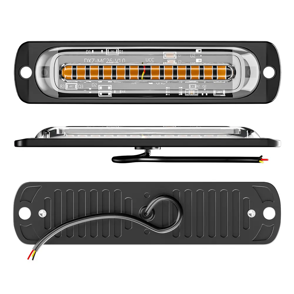 DXZ 12-24V 12-LED เตือนฉุกเฉินข้อควรระวังการก่อสร้างอันตราย Strobe Light Bar พร้อม16กระพริบที่แตกต่างกันสำหรับรถรถบรรทุก SUV