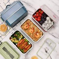 Boîte alimentaire hermétique à Double couche en acier inoxydable, réchauffage de l'eau et du stockage des aliments, avec couvercle, 10 unités