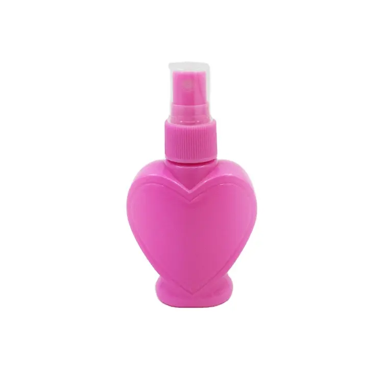 empty 60ml pet lovely pink heart shape perfume spray bottle with 20/410 fine mist pump sprayer