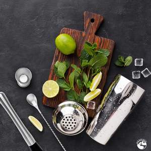 Ensemble de cocktails en gros, ensemble de bar à cocktails en acier inoxydable, <span class=keywords><strong>kit</strong></span> d'outils de bar, 4 pièces, <span class=keywords><strong>kit</strong></span> de <span class=keywords><strong>barman</strong></span>, shaker à martini de 24 oz, cuillère de bar, doseur - Product Image 6