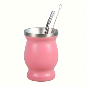 Vaso de Acero Inoxidable de 8 oz para Yerba Mate con Bombilla, Taza Térmica de Doble Pared con Aislamiento al Vacío para Té, Café, Regalo - Product Image 1