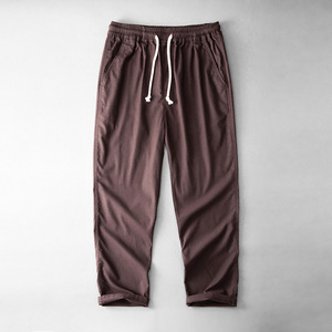 Soft Breathable Fabric Elastic Waist Drawstring Side Pockets Daily Casual Streetwear Loose Fit <strong>Cuffed</strong> Ankle Mens Jogger Pants - Product Image 2