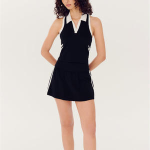 Logo personalizzato 2 pezzi abito sportivo con collo a Polo gonna da Tennis Color block abbigliamento sportivo da esterno per le donne - Product Image 5