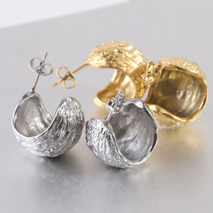 Pendientes geométricos de acero de 19 mm, acero dorado y titanio para mujer, joyería de moda - Product Image 3