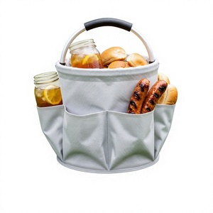 Sac de rangement portable pour pique-nique en plein air, grande capacité, panier de rangement multi-poches avec poignée, sac de transport pour couverts de camping et de voyage - Product Image 1