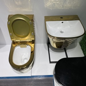 Mạ điện chất lượng tốt Thiết kế sang trọng WC thiết bị vệ sinh nhà vệ sinh phòng tắm gốm tường treo bồn rửa sàn gắn nhà vệ sinh commode <span class=keywords><strong>Set</strong></span> - Product Image 3