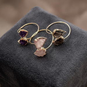 Anillos de Metal de Latón Plateado con Piedras Preciosas Naturales, Anillos con Punta de Flecha, Artesanía en Piedras Semipreciosas, Producto de Amor - Product Image 1