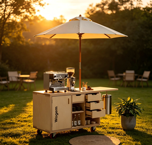 Carritos Móviles de Madera Modernos de Gran Capacidad para Exteriores, Carrito Combinado de Madera con Diseño de Burbujas para Té - Product Image 5