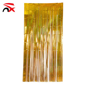 Fondale per Feste <span class=keywords><strong>con</strong></span> <span class=keywords><strong>Tenda</strong></span> in Lamina Dorata Glitterata Laser per Decorazione Murale di Compleanni e Celebrazioni - Product Image 1