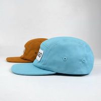 Casquette de camping bio à 5 panneaux avec logo personnalisé tissé OEM |   Casquette de sport et de camping unisexe à personnaliser au design épuré