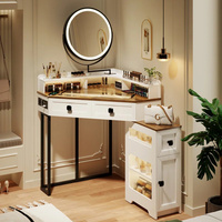 Coiffeuse d'Angle 2026 avec Miroir, Table de Maquillage Nordique de Luxe pour Chambre, Coiffeuse Multifonctionnelle Moderne et Simple