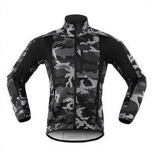 Blouson bomber coupe-vent camouflage pour homme avec fermeture éclair, col montant, en polyester, style sportif automne, manches classiques - Product Image 1
