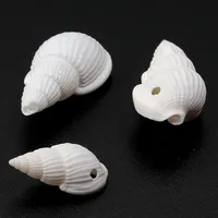 Coquille blanche naturelle conque belles perles horizontales à trou droit pour bricolage maison collier de réservoir de poisson fait à la main porte-clés décor