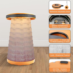 Di động telescoping gấp bước Phân LED ánh sáng ấm áp có thể thu vào đóng mở nhựa lưu trữ Vòng ghế có thể điều chỉnh phân - Product Image 5