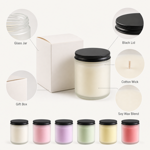 Bougie parfumée en cire de soja de 200 g dans un bocal en verre avec boîte cadeau - Product Image 2
