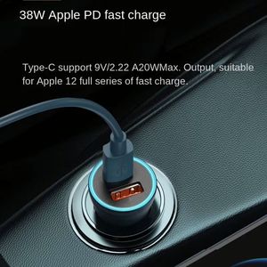 High Quality Universal 38W Smart Fast Charging Mobile Phone Car Charger PD Metal Cigarette Lighter 2 in 1 Double DC Port - Product Image 5