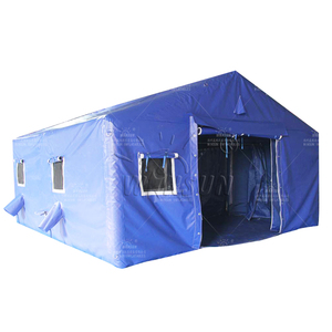 Tente gonflable carrée à double couche étanche en PVC bleu WINSUN avec deux chambres, abri d'urgence - Product Image 1