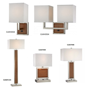 Lampes d'hôtel de style américain en bois naturel, luminaires d'hôtel avec lampe murale, de table et de sol pour salle de bain, lampe de table antique - Product Image 1