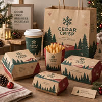 Boîtes alimentaires personnalisées pour les fêtes, emballages de Noël pour restaurants de burgers, poulet frit, repas à emporter, chaînes QSR, fabricant OEM ODM