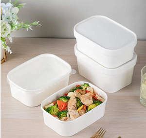 Saladier jetable en papier, carré, rectangulaire, rond, avec couvercle en papier et couvercles en plastique - Product Image 1