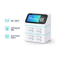 Estación de Alquiler de Baterías Portátiles HeyCharge OEM con Código QR, Pantalla LED de 8 Pulgadas, 8 Ranuras, 5000 mAh, Carga Compartida para Teléfonos Móviles