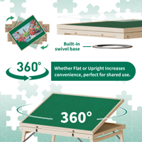 Table de puzzle en bois 1500 pièces, 4 tiroirs, pieds pliants, rotation à 360°, inclinaison réglable, housse de protection, poste de travail artisanal