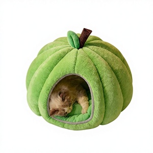 Lit-cave pour chat en forme de citrouille, tente pour chat en peluche chaude et coupe-vent, nid douillet pour chatons, pour chats d'intérieur et petits chiens, lit pour animaux de compagnie - Product Image 3