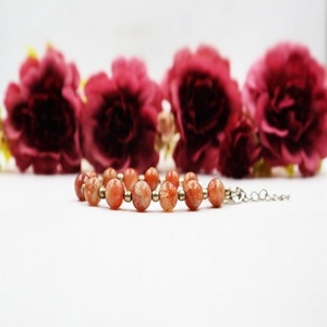 Pulsera de Piedra Solar Natural de Calidad AAA+ con Cuentas de Gemas Naranjas, Ideal para Aniversarios, Precio al por Mayor - Product Image 1