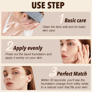 Fond de teint liquide bio 4-en-1 éclaircissant SPF 50, fini mat, contrôle du sébum, protection solaire – Meilleure vente - Product Image 2