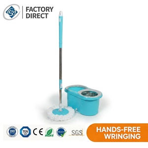 360 °   Mop Rotante con Secchio <span class=keywords><strong>in</strong></span> Acciaio Inox per Disidratazione, Testina <span class=keywords><strong>in</strong></span> Cotone Nano, Uso Umido e Asciutto, Personalizzabile per Pulizie Domestiche e Commerciali - Product Image 1